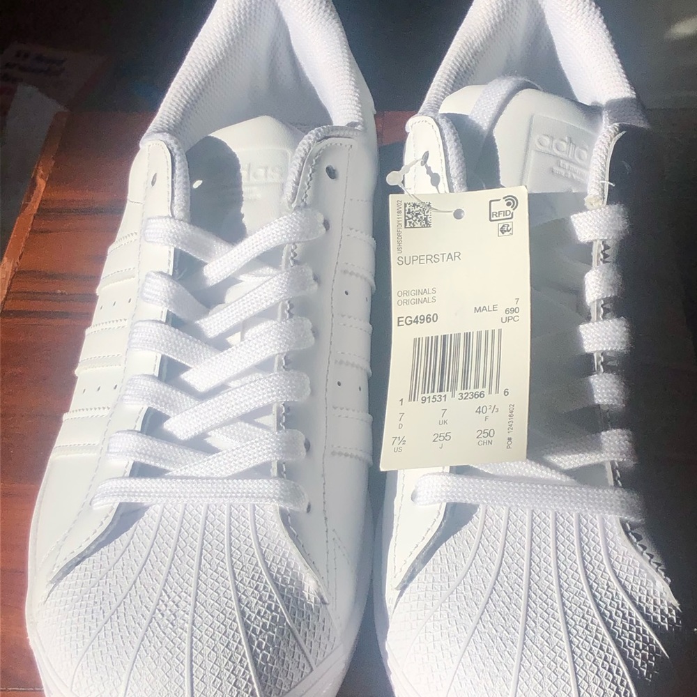 Adidas Superstar white white (ladies 9.5/ men 7.5)